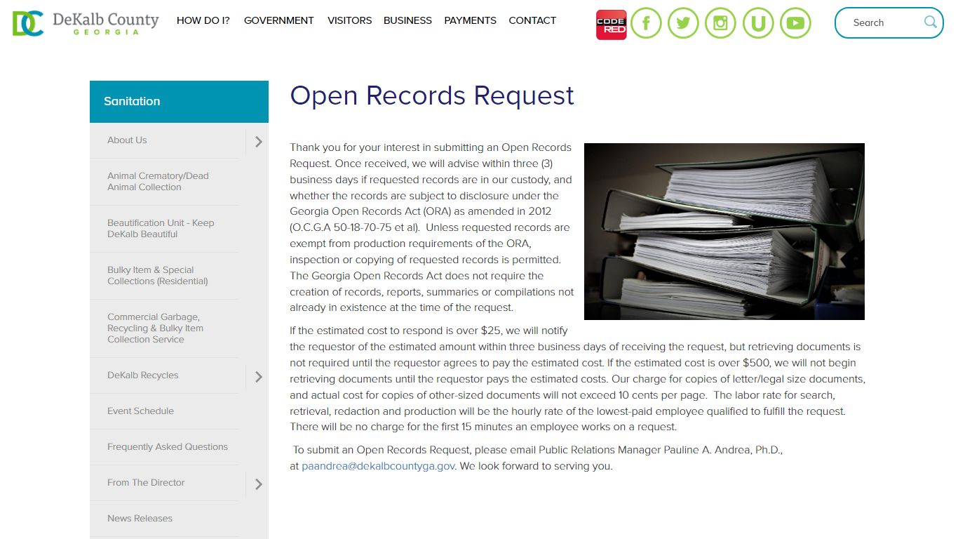 Open Records Request | DeKalb County GA